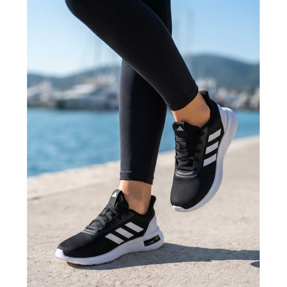 Adidas Cloudfoam Flex Laces Womens Running Shoes Black White HQ4960 Size 7.5